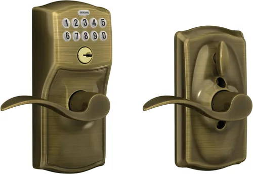 Miniatura 30 de SCHLAGE FE595 CAM 622 GEO Entrada con teclado con cerradura electrónica Flex, negro mate