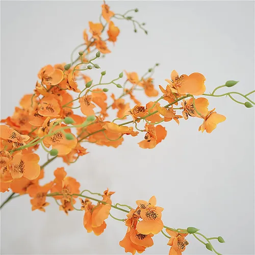 Miniatura 6 de 3 piezas de orquídeas artificiales, 33.5 pulgadas de seda falsas bailarinas bailarinas a granel, ramas de orquídeas naranjas sintéticas