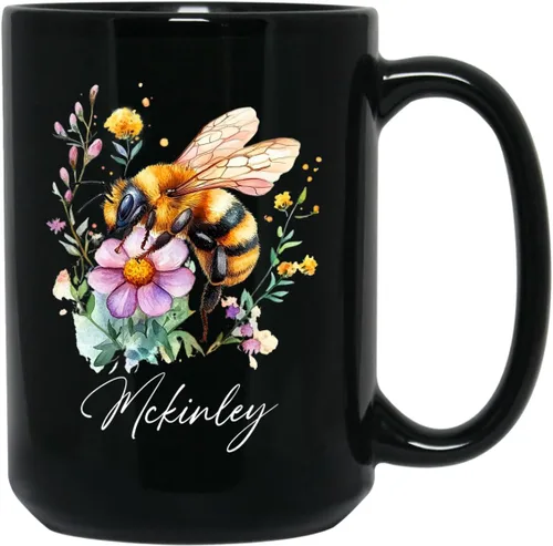 Miniatura 32 de Taza de café con nombre personalizado, regalo para amigo, compañero de trabajo, cumpleaños, taza de cerámica negra personalizada para amantes