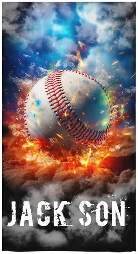 Miniatura 30 de Toalla de playa de béisbol personalizada con nombre, divertidas toallas de playa personalizadas de 67 memes para niños, toallas número seis siete