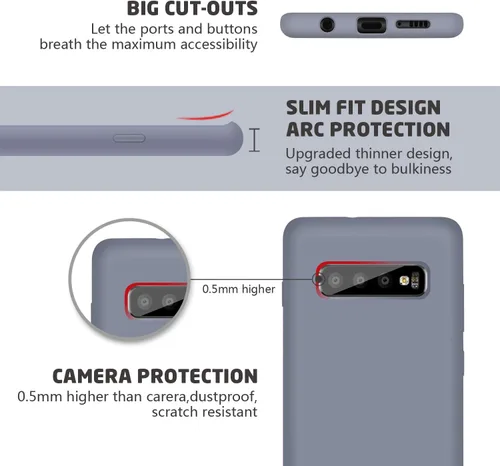 Miniatura 2 de Compatible con Galaxy S10 Plus, S10+ funda de silicona líquida con forro de tela de microfibra de cuerpo completo con protección de pantalla