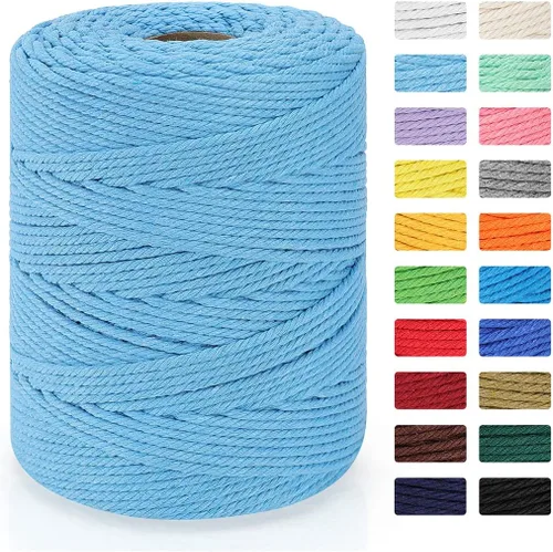 Miniatura 11 de Cordón de macramé de 0.157 in x 328 yardas Cuerda de macramé 100% algodón natural Cuerda de algodón trenzado de 4 hebras para manualidades, Caqui