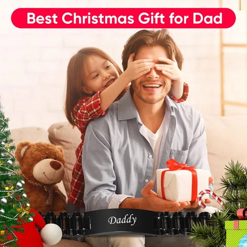 Miniatura 2 de VNOX - Correa de reloj de eslabones de acero inoxidable para hombre con grabado personalizado gran regalo para papá