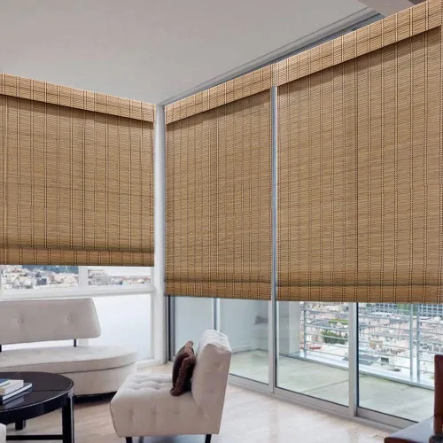 Miniatura 2 de Cortinas romanas de madera para ventana, cortinas de bambú opacas forradas, fácil instalación para el hogar y el jardín, patrón 1