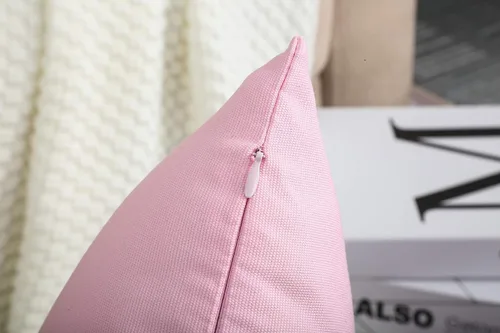 Miniatura 7 de TangDepot Fundas de almohada decorativas hechas a mano de lona de algodón 100% sólida/Fundas de cojín, (22"x22", rosa salmón)
