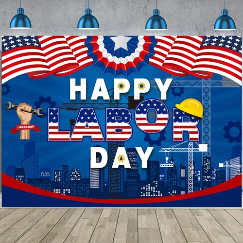 Miniatura 8 de Pancarta de fondo con texto en inglés «Remember and Honor Laborer Worker» para el Día del Trabajo, bandera americana, temática patriótica