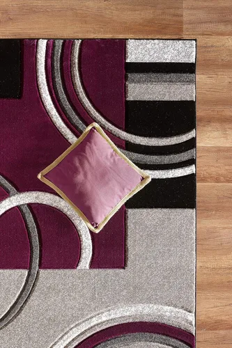 Miniatura 4 de GLORY RUGS Alfombra de área moderna de 8x10 pies morada, suave, tallada a mano, alfombra de piso contemporánea con textura esponjosa premium