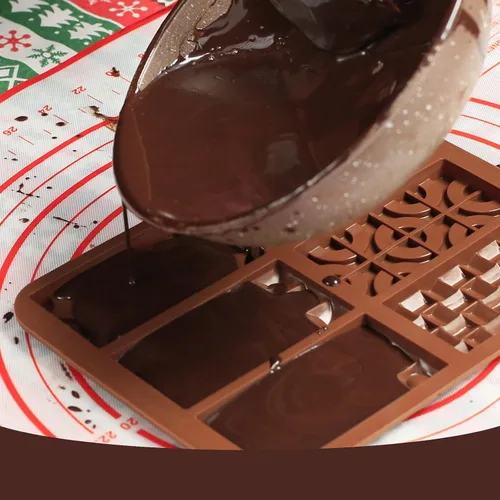 Miniatura 8 de Molde de barra de chocolate de silicona con 6 patrones, 2 moldes de chocolate de 0.3 pulgadas de profundidad para barra de proteínas y energía