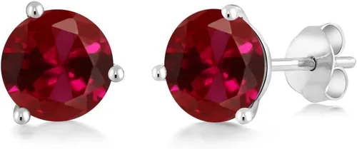 Miniatura 186 de Gem Stone King Aretes de oro de 14 quilates, 0.236 in, piedra natal redonda, Martini, 3 puntas, aretes de oro para mujer