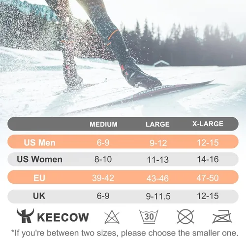 Miniatura 5 de KEECOW Calcetines de esquí de lana merino para hombres y mujeres, 2 pares, calcetines térmicos cálidos para invierno, snowboard, caza al aire libre