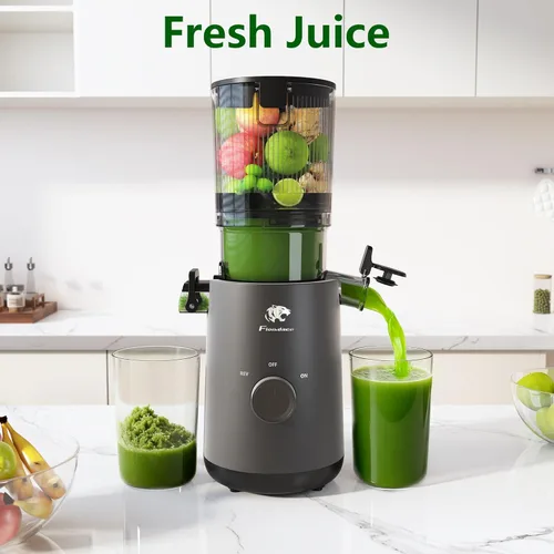 Miniatura 4 de Máquinas exprimidoras, exprimidor de prensa en frío con conducto de alimentación extra grande de 5.3 pulgadas y potente motor sin escobillas de CA