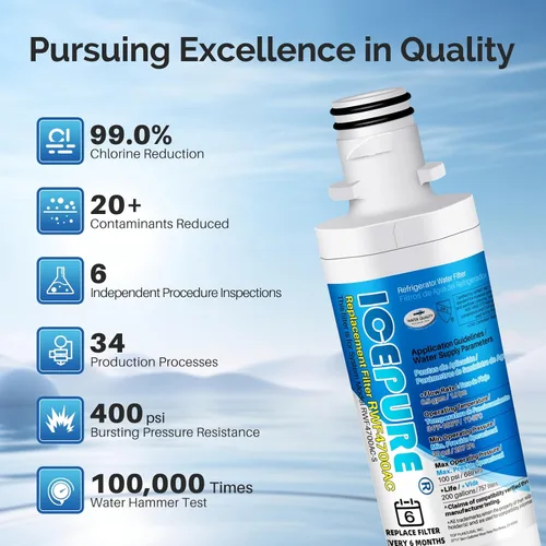 Miniatura 6 de ICEPURE ADQ747935 Repuesto para filtro de agua de refrigerador LG LT1000P MDJ64844601, Kenmore Elite 9980, LT1000P/PC/PCS, LT1000, ADQ74793501