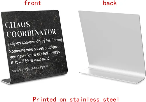 Miniatura 4 de Letrero de Coordinador de Caos, decoración divertida para escritorio de oficina para mujeres, hombres, compañeros de trabajo, mamá, amigos, jefe