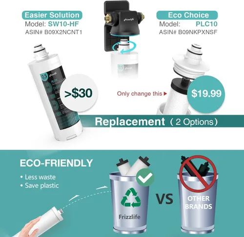 Miniatura 6 de Frizzlife TW15 - Sistema de filtro de agua para debajo del fregadero, elementos certificados NSF/ANSI 53 y 42, reduce el 99,99% de plomo, cloro