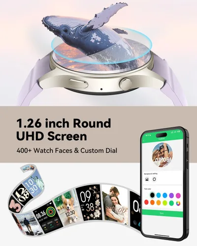 Miniatura 6 de KACUBAKU Reloj inteligente (hacer llamadas/responder llamadas) (crema-plateado)