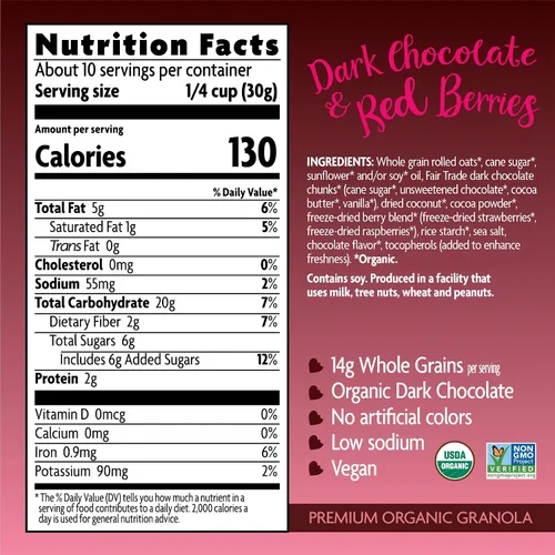 Miniatura 2 de Love Crunch - Granola orgánica de chocolate oscuro y bayas rojas, 11.5 oz (Paquete de 1), sin OMG, comercio justo, de Nature's Path
