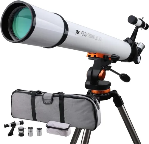 Telescopio de apertura de 2.756 in y longitud focal de 27.559 in - Telescopio refractor de astronomía profesional para principiantes - con soporte
