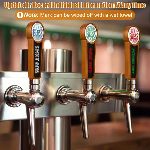 Miniatura 5 de Marsui Paquete de 8 pizarras de madera para cerveza, mango de barril para Kegerator con logotipo intercambiable y 8 bolígrafos, bar, restaurante