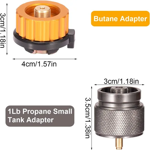 Miniatura 6 de Camping Stove Adapter Propane to Butane Adapter 1 Lb Propane Tank Input EN417 Lindal Valve Output w/Butane Canister Nozzle Input EN417 Lindal Screw