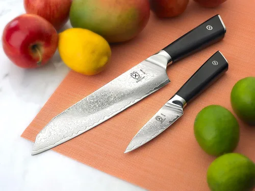 Miniatura 5 de Mercer Culinary Juego de cuchillos de pelar Santoku de alta calidad de 7 pulgadas y 3.5 pulgadas, asas G10