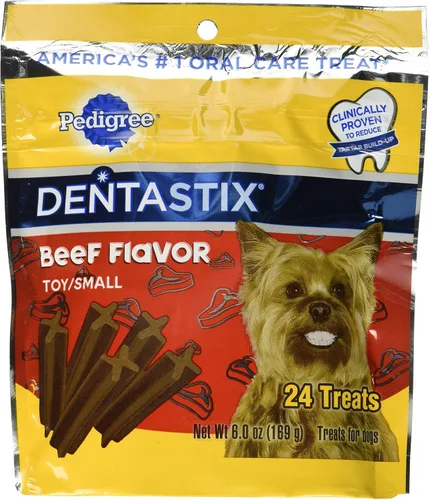 Pedigree Dentastix - Juguete con sabor a carne de res, golosinas pequeñas para perros, 6 onzas, 24 golosinas
