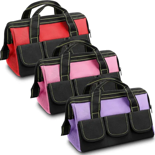 Miniatura 8 de Sanwuta - Paquete de 3 bolsas para herramientas, alta resistencia, fondo rígido impermeable, boca ancha, para electricista, carpintero, mecánico, 13