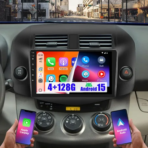 Miniatura 2 de [4+128G] Android 15 Estéreo para automóvil para Toyota RAV4 2007-2012, Hikity 10 pulgadas pantalla táctil en celda RAV4 Radio inalámbrica Carplay