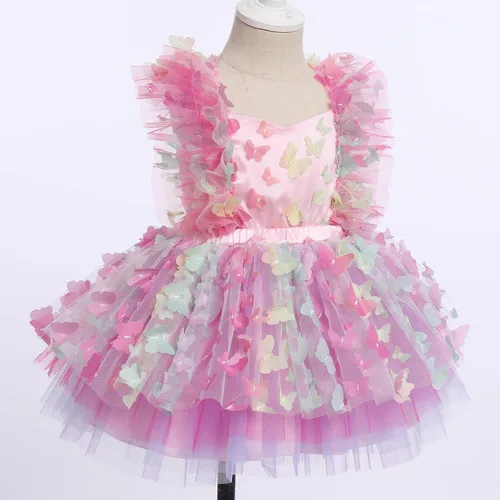 Miniatura 3 de Vestido para sesión de fotos de fiesta de cumpleaños con espalda descubierta para bebé, niña, mariposa, fresa, volantes, princesa, pastel, fiesta