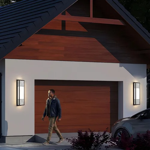 Miniatura 6 de Aplique de pared para exteriores, LED de 26 W, 24.8 pulgadas, lámpara exterior moderna negra con pantalla de resina, iluminación impermeable IP65