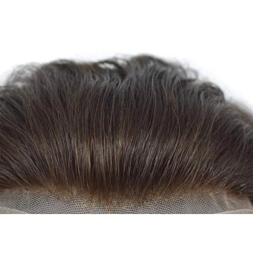 Miniatura 59 de Peluca de repuesto de cabello natural de poliuretano con encaje frontal para hombre (7x9 pulgadas, densidad de luz, 1B40# negro natural con 40% gris)