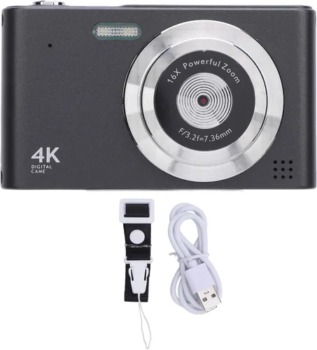Miniatura 7 de Cámara digital 4K, enfoque automático 16x zoom 48MP cámara de vlogging con pantalla de 2.4 pulgadas, cámara compacta antivibración con flash