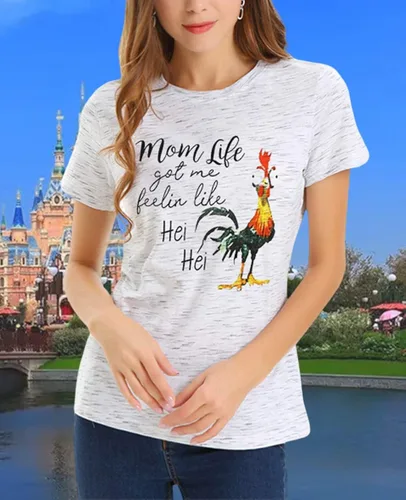 Miniatura 2 de Mom Life - Camisetas para mujer Mom Life Got Me Feelin Like HEI HEI Camiseta de manga corta con temática de fiesta casual