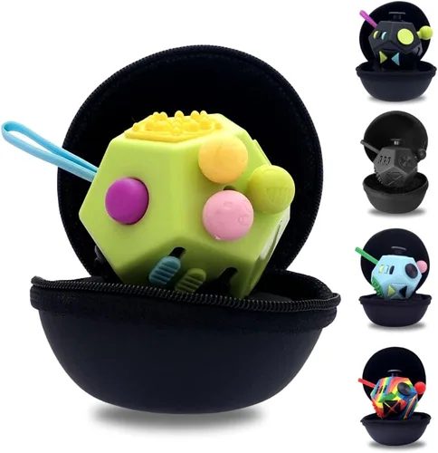 Miniatura 25 de PILPOC - Cubo para la ansiedad theFube, Dodecágono con 12 lados – Cubo para la ansiedad de alta calidad con funda de transporte exclusiva, duradero