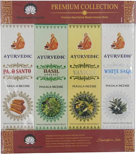 Miniatura 2 de Varillas de incienso ayurvédico, paquete variado de 12 fragancias de primera calidad, salvia blanca, albahaca, vainilla, naturaleza, fresco, palo