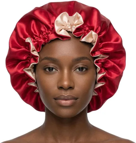 Miniatura 21 de Gorro de pelo para dormir, gorro de noche con clip ajustable, gorro reversible para el cabello para mujer, gorro de satén de seda