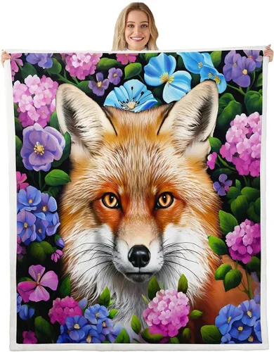 Miniatura 40 de Feelyou Manta de Felpa para Niños con Dibujos de Perros para Cama de Sofá, Manta Sherpa de Perro de Dibujos Animados para Niñas, Rosa, Floral