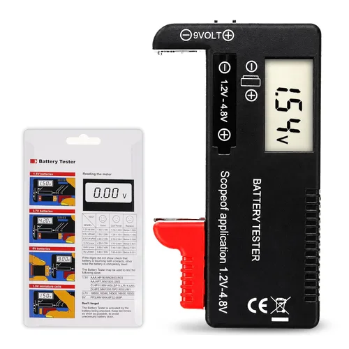 Comprobador de batería digital, comprobador universal de batería para pilas AA AAA C D 9V 3.7V 1.5V - Portátil con precisión comprobar el nivel de