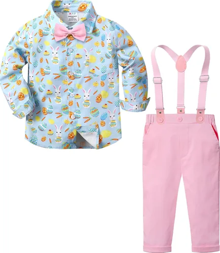 Miniatura 40 de A&J DESIGN Conjunto de ropa formal para niños pequeños con tirantes y tirantes