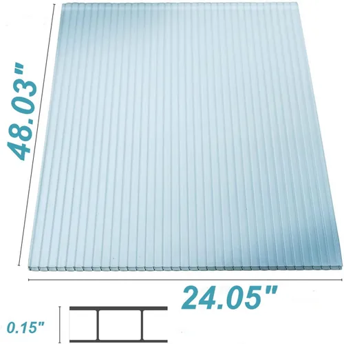 Miniatura 6 de 14 paneles de policarbonato para invernadero de 2 x 4 pies, láminas de policarbonato de doble pared de 0.157 in de grosor, transparente, resistente