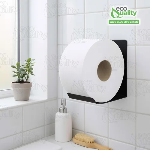 Miniatura 5 de EcoQuality Paquete de 6 rollos de papel higiénico de baño de 2 capas de 9 pulgadas de diámetro, blanco, 1000 pies por rollo, dispensador de papel