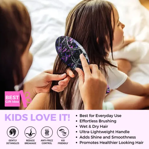 Miniatura 4 de ZEVGANI MuddyGirl - Cepillo desenredante de cerdas ultrasuaves para mujeres y niños, cepillo desenredante para cabello grueso, rizado, fino, largo