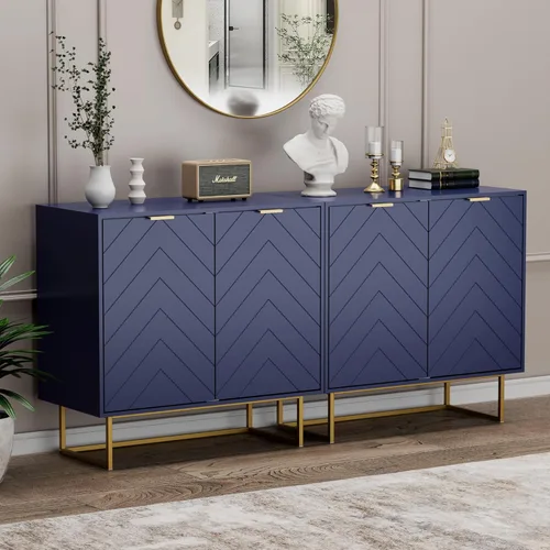 Miniatura 20 de Scurrty - Armario aparador de 80 cm en negro con almacenamiento, gabinete con puertas y estante ajustable para sala de estar y cocina
