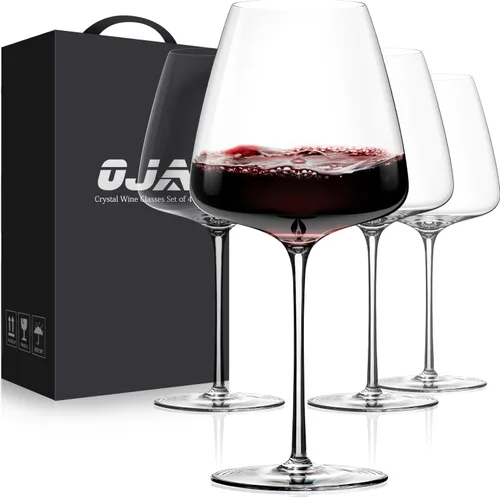 Miniatura 23 de Juego de 4 copas de vino tinto, grandes copas de cristal Burgundy sopladas a mano - ultra delgadas, ligeras para cata de vinos, 23.5 onzas, regalos