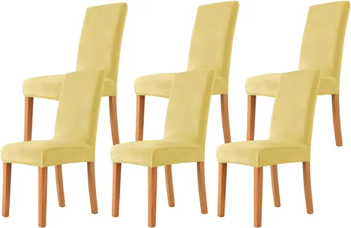 Miniatura 16 de Velvet Chair Covers Beige Gray, Stretch Dining Room Chair Covers 2 Pack, Super Fit Dining Chairs Slipcovers Spandex Washable Kitchen Parson Chair