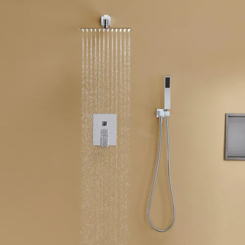 Miniatura 4 de Sistema de ducha de lluvia de 12 pulgadas, juego combinado de ducha cromado, grifos de baño con cabezal de ducha de lluvia y ducha de mano Cromo