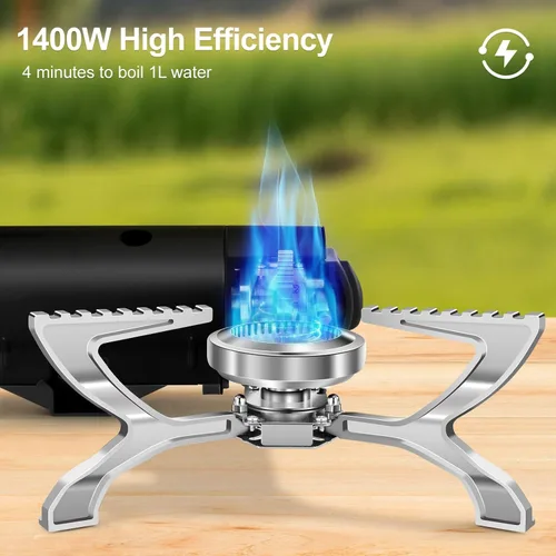 Miniatura 3 de Odoland Estufa Portátil de Camping de Butano 1400W, Estufa de Gas Plegable para Acampar, Ideal para Senderismo, Picnic y Cocina al Aire Libre