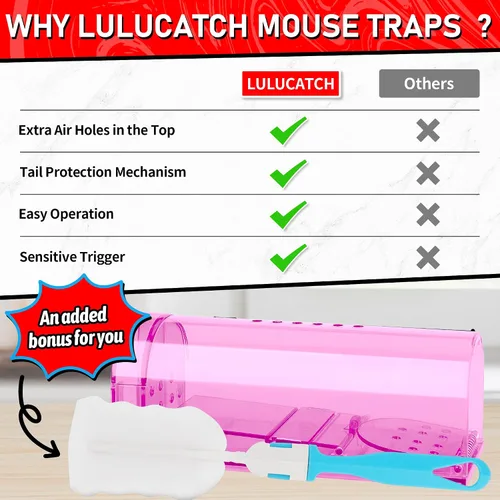 Miniatura 7 de LULUCATCH Trampas humanas para ratones, paquete de 2 trampas para ratones vivos, trampas para ratones de liberación de captura para interiores