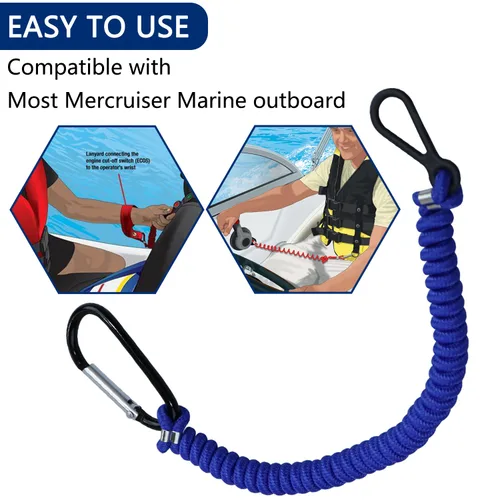 Miniatura 2 de 8M0092850 - Cordón para interruptor de muerte de barco, repuesto para barco Mercruiser Marine Boat, interruptor de seguridad de amarre de barco, 54