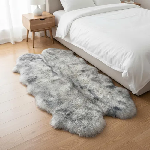 Miniatura 32 de Alfombra de Piel de Oveja Genuina Azul Playa de 2x3 pies, Alfombra de Acento de Piel Real Suave de Una Sola Piel para Silla, Funda de Asiento