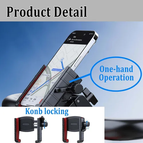 Miniatura 5 de Soporte de teléfono para bicicleta, abrazadera para manillar de motocicleta, clip antivibración para teléfono con almohadillas de silicona